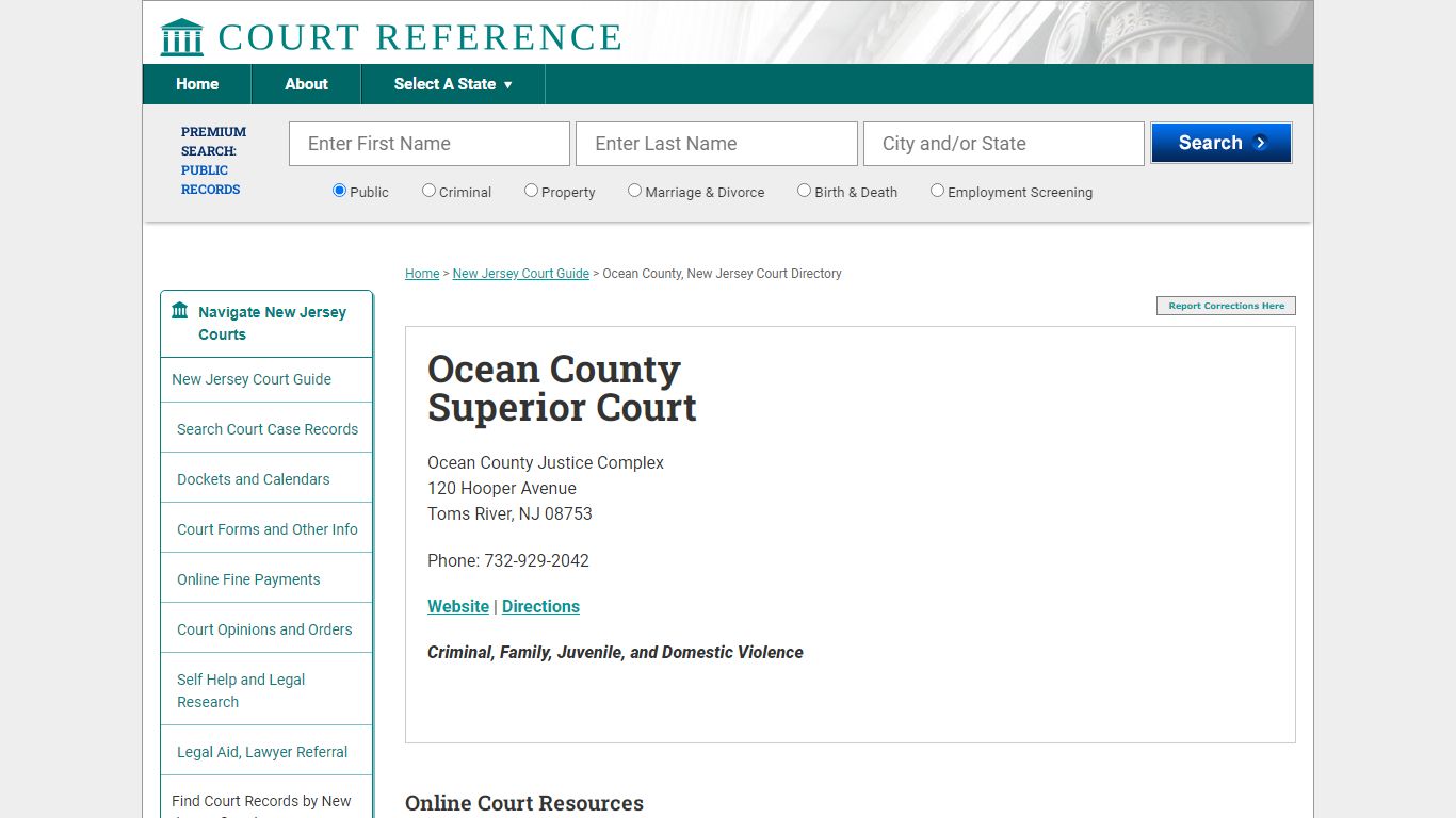 Ocean County Superior Court - CourtReference.com