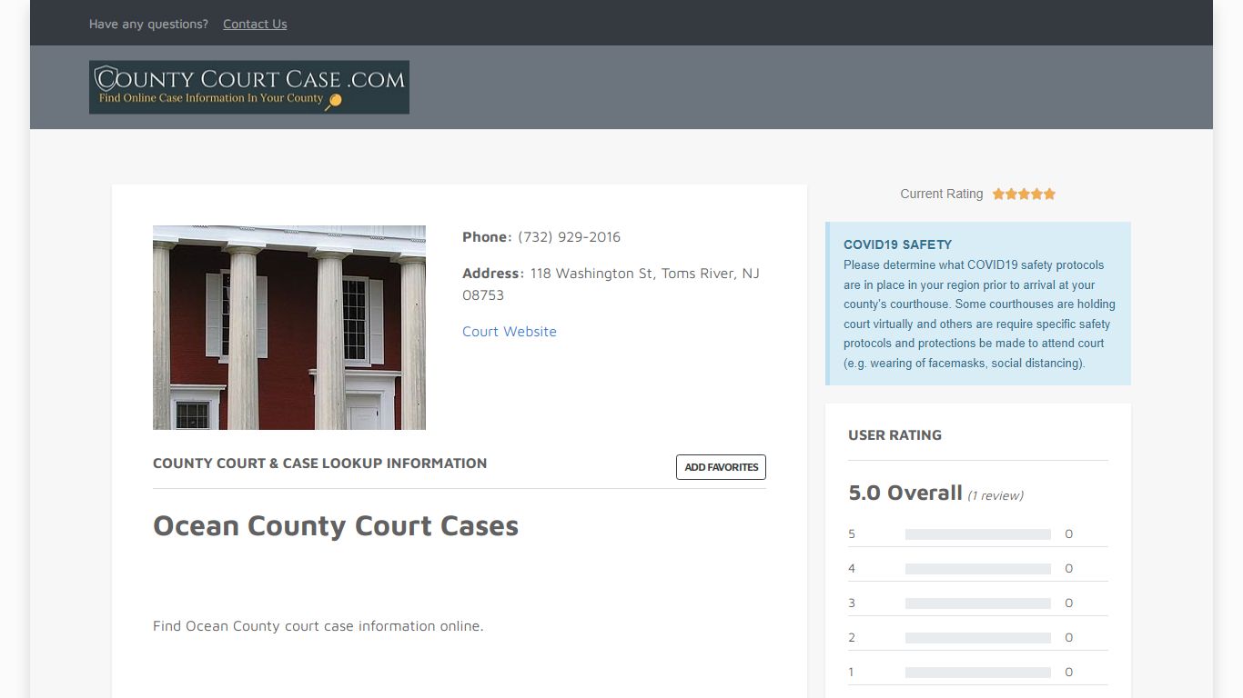 Ocean County | County Court Case Search & Lookup | CountyCourtCase.com