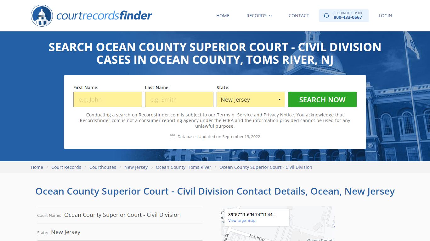 Ocean County Superior Court - Civil Division Case Search - RecordsFinder